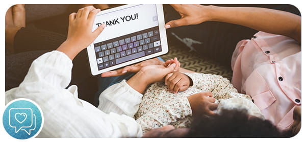 Family typing thank you email