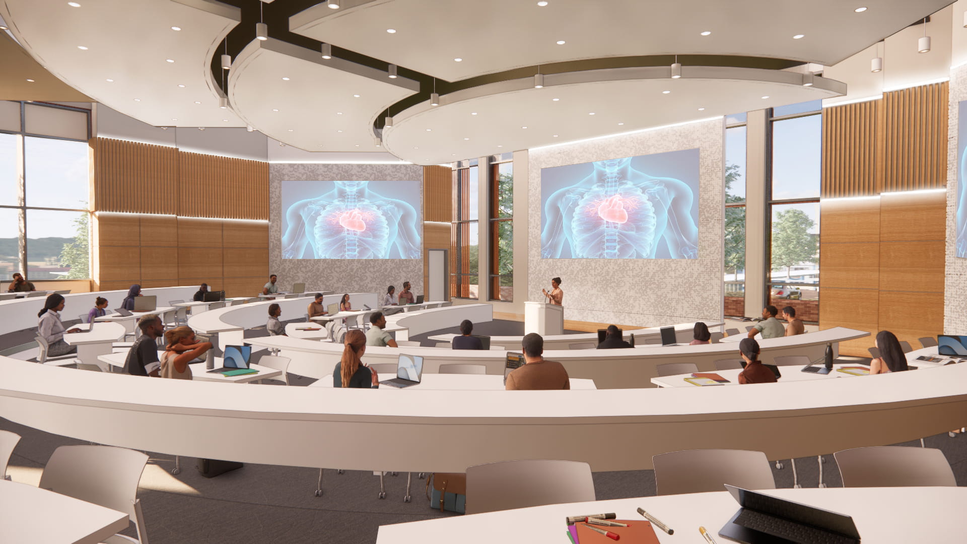  A conceptual rendering of an active learning classroom in the new MUSC College of Medicine building 