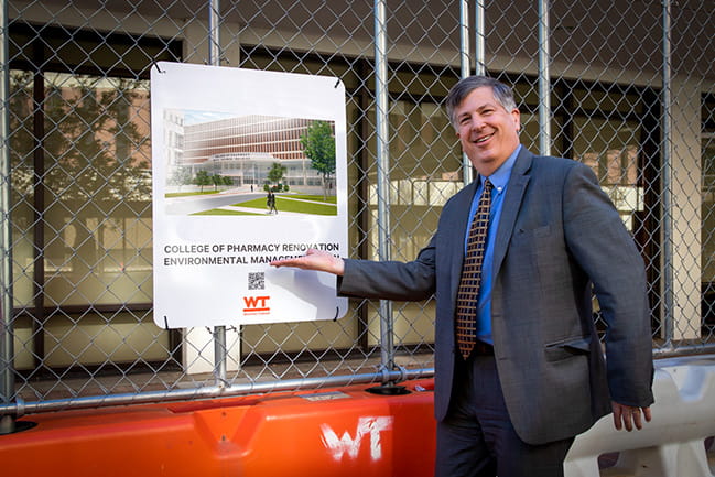 Dean Hall in front of the future site of the MUSC College of Pharmacy Building 